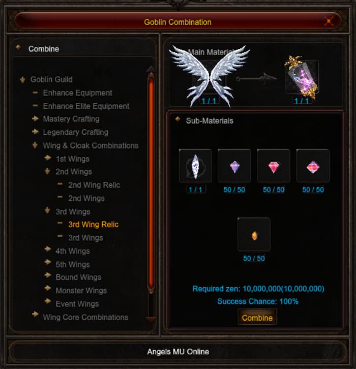 Craft a 3rd Wing Relic